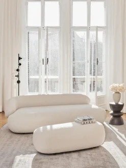 Puf Tapizado En Borreguillo Alba