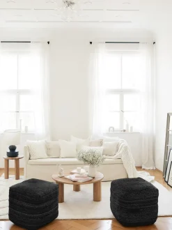 Puff Artesanal De Yute Bono, Estilo Boho