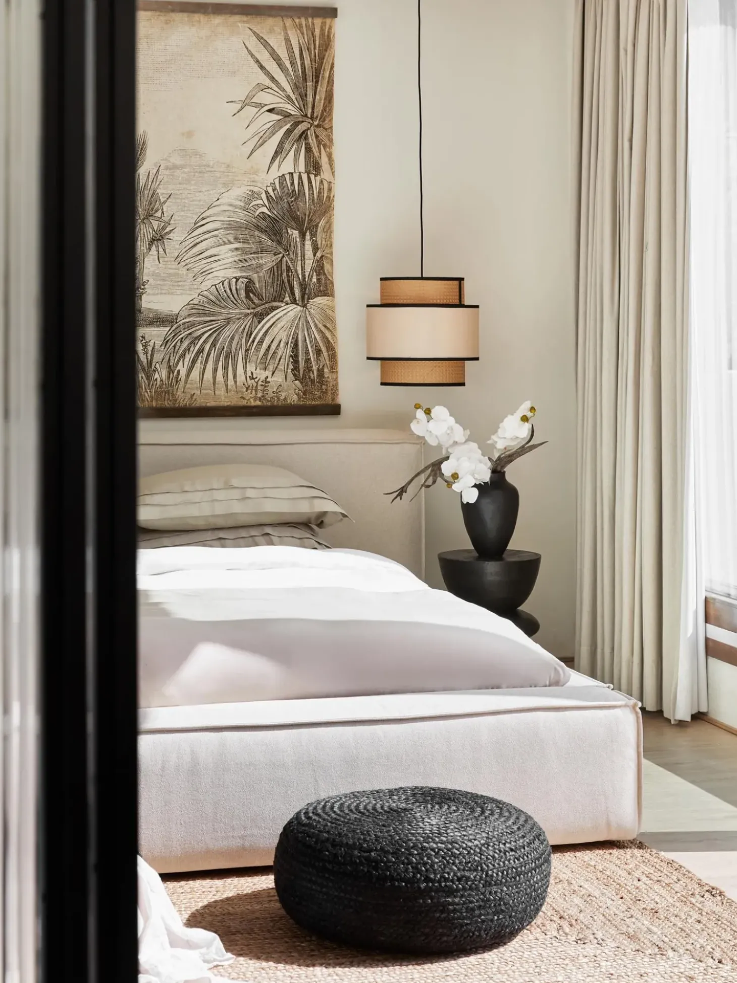 Puff Artesanal De Yute Bono, Estilo Boho