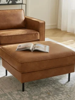 Reposapies Puf De Cuero Reciclado Hunter