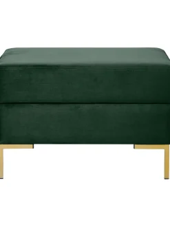 Reposapies Puf De Terciopelo Luna, Con Espacio De Almacenamiento