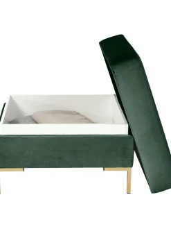 Reposapies Puf De Terciopelo Luna, Con Espacio De Almacenamiento