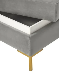 Reposapies Puf De Terciopelo Luna, Con Espacio De Almacenamiento