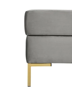 Reposapies Puf De Terciopelo Luna, Con Espacio De Almacenamiento