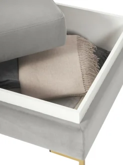 Reposapies Puf De Terciopelo Luna, Con Espacio De Almacenamiento