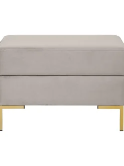 Reposapies Puf De Terciopelo Luna, Con Espacio De Almacenamiento