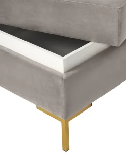 Reposapies Puf De Terciopelo Luna, Con Espacio De Almacenamiento