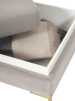 Reposapies Puf De Terciopelo Luna, Con Espacio De Almacenamiento