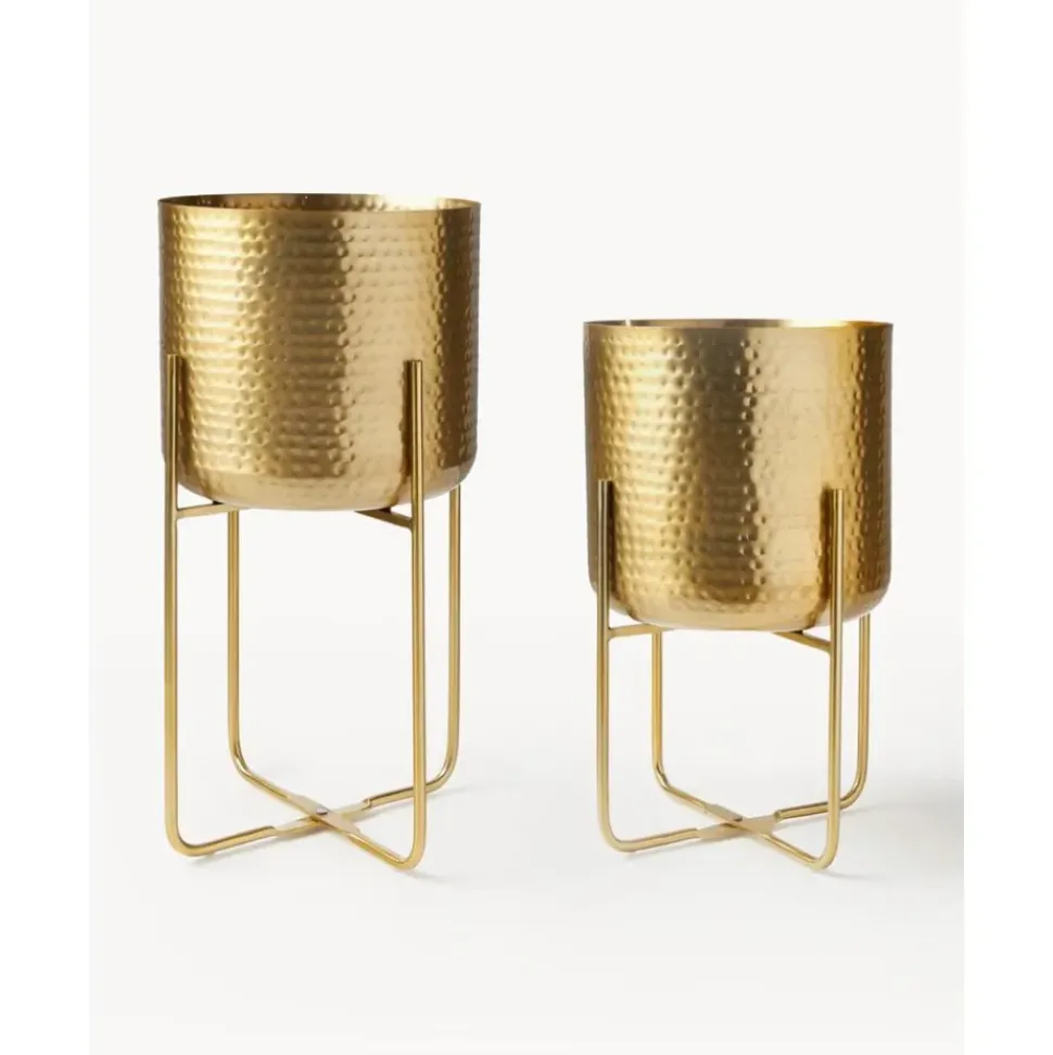 Set De Macetero De Metal Martillado Nives, 2 Uds.