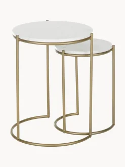 Set De Mesas Auxiliares De Marmol Ella, 2 Pzas.