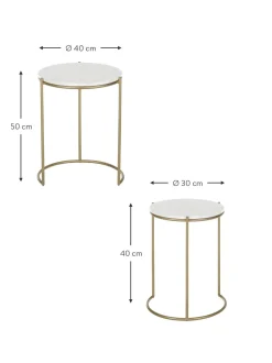 Set De Mesas Auxiliares De Marmol Ella, 2 Pzas.