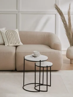 Set De Mesas Auxiliares De Marmol Ella, 2 Pzas.