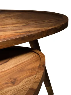 Set De Mesas De Centro Ovaladas De Madera Maciza Sham, 2 Uds.