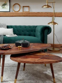 Set De Mesas De Centro Ovaladas De Madera Maciza Sham, 2 Uds.