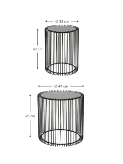 Set De Mesas De Centro Wire, 2 Pzas., Tablero De Cristal