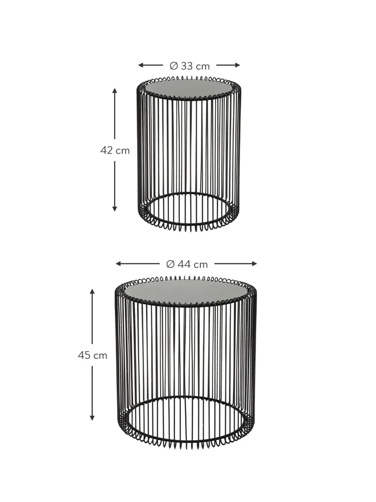 Set De Mesas De Centro Wire, 2 Pzas., Tablero De Cristal
