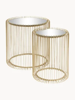 Set De Mesas De Centro Wire, 2 Pzas., Tablero De Cristal