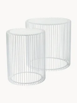 Set De Mesas De Centro Wire, 2 Pzas., Tablero De Cristal