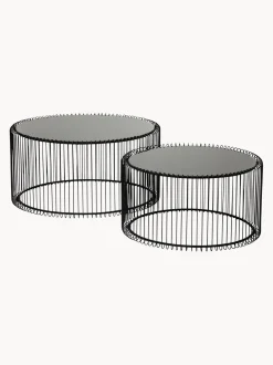 Set De Mesas De Centro Wire, 2 Uds., Tablero De Vidrio