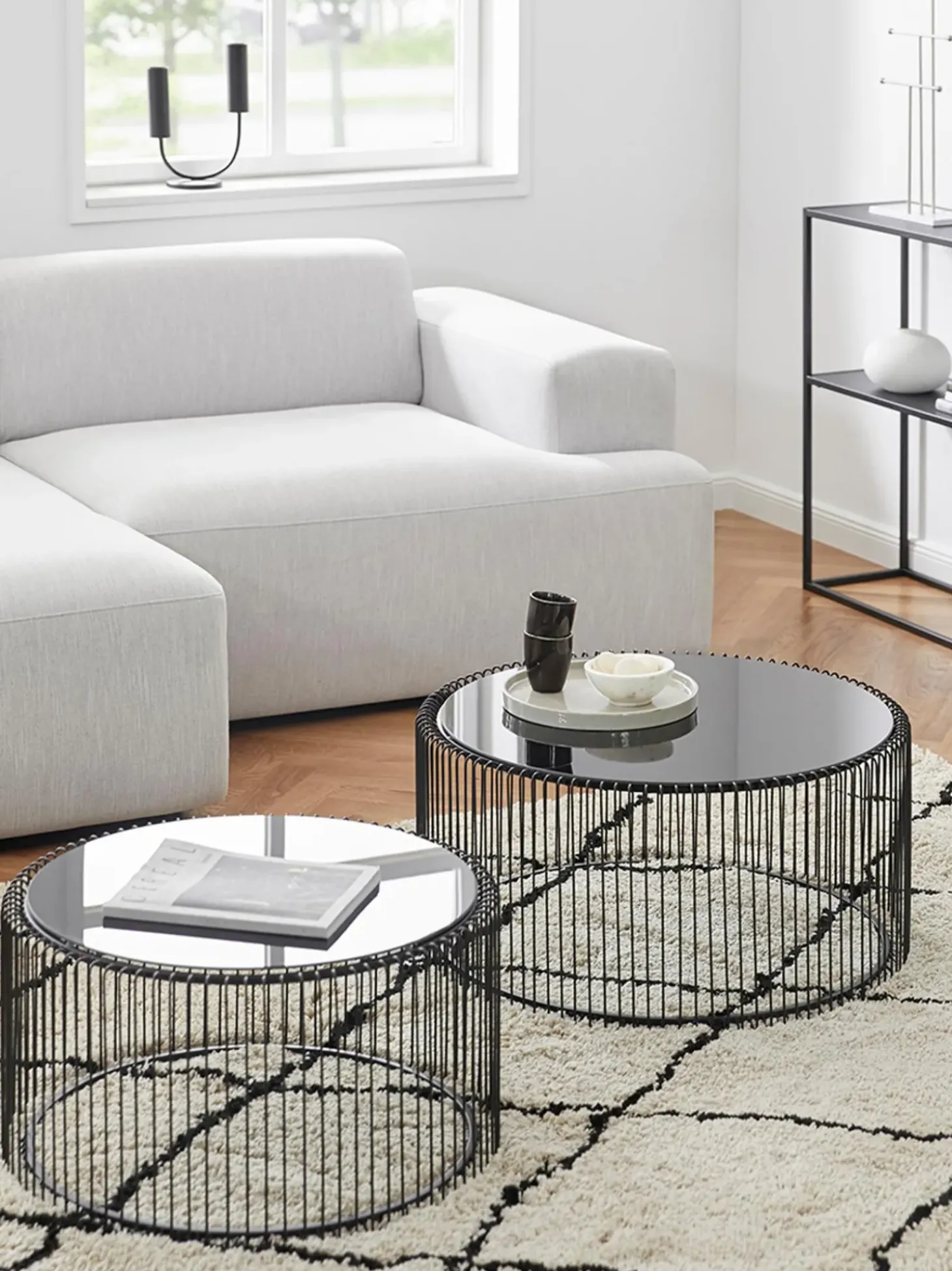 Set De Mesas De Centro Wire, 2 Uds., Tablero De Vidrio