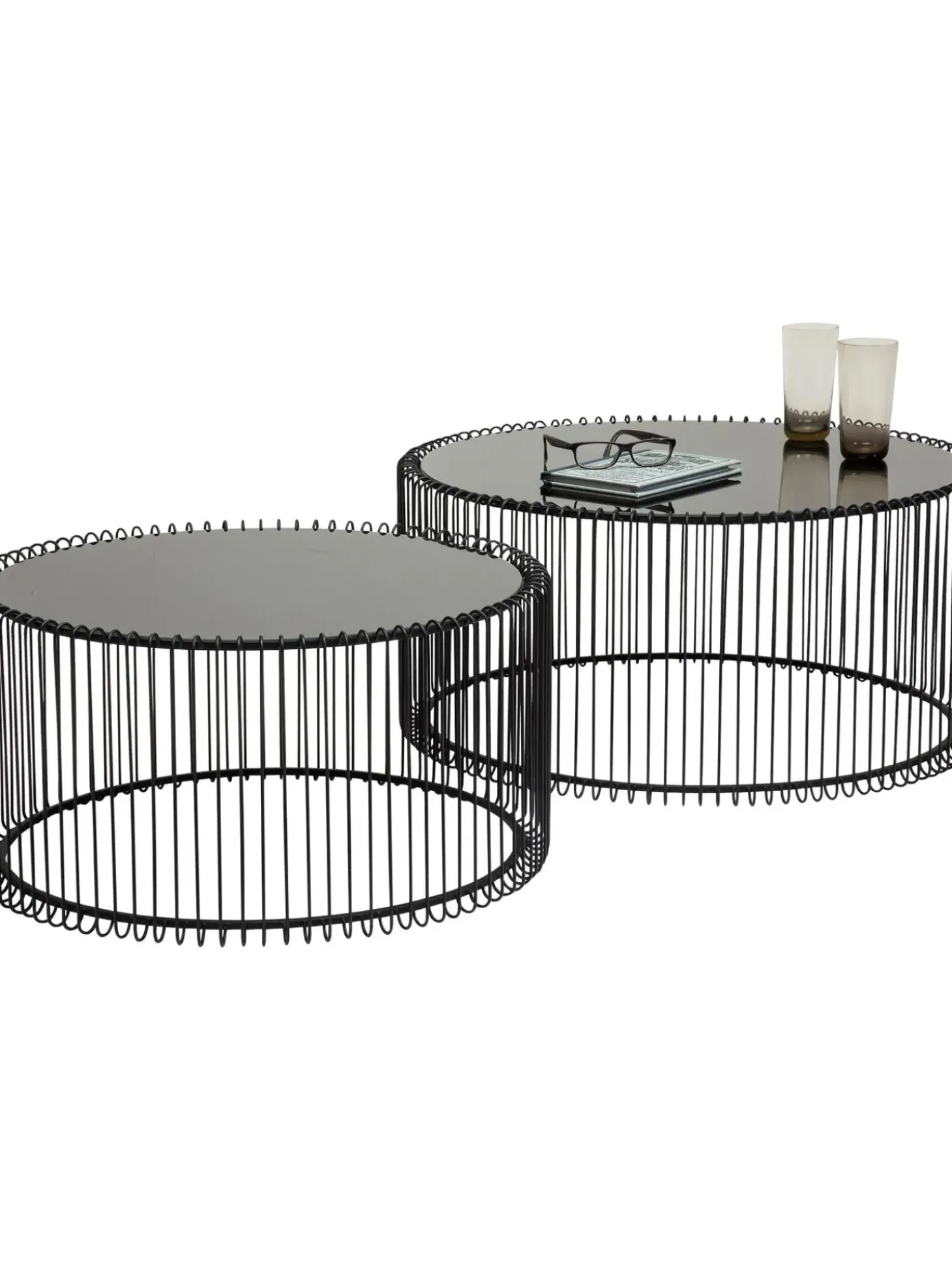 Set De Mesas De Centro Wire, 2 Uds., Tablero De Vidrio