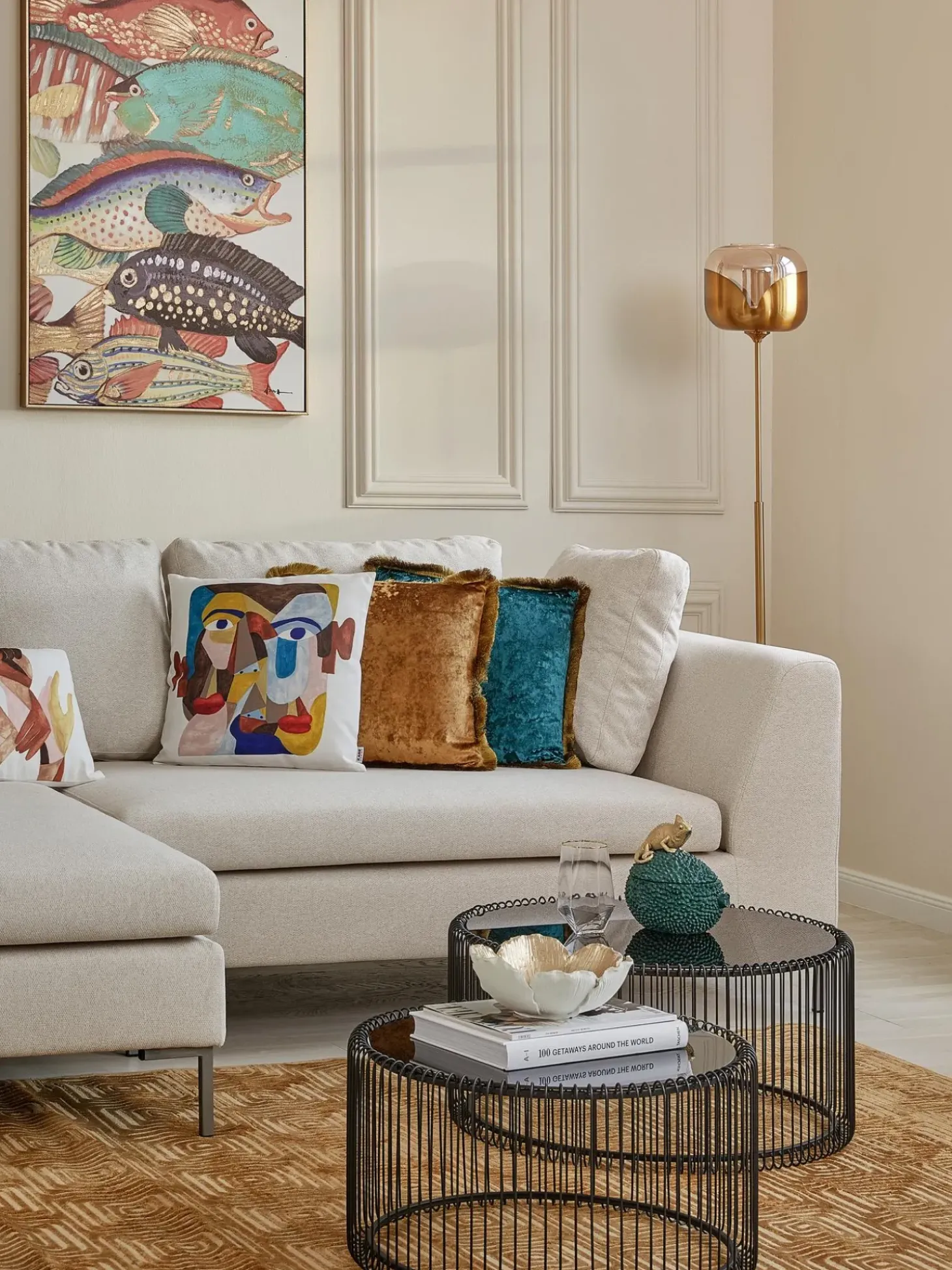 Set De Mesas De Centro Wire, 2 Uds., Tablero De Vidrio