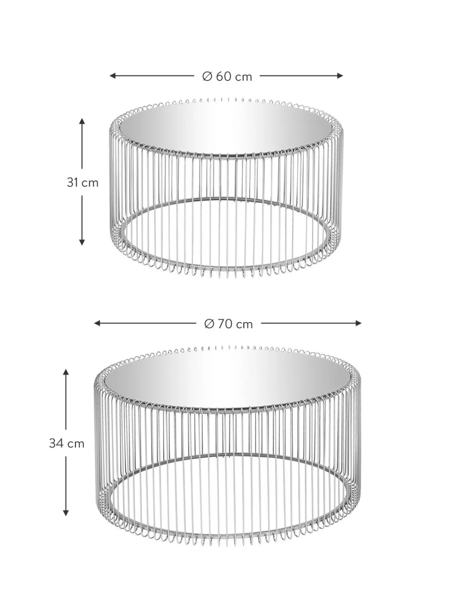 Set De Mesas De Centro Wire, 2 Uds., Tablero De Vidrio