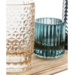 Set De Portavelas Con Bandeja De Madera Homa, 6 Pzas.