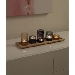 Set De Portavelas Con Bandeja De Madera Homa, 6 Pzas.