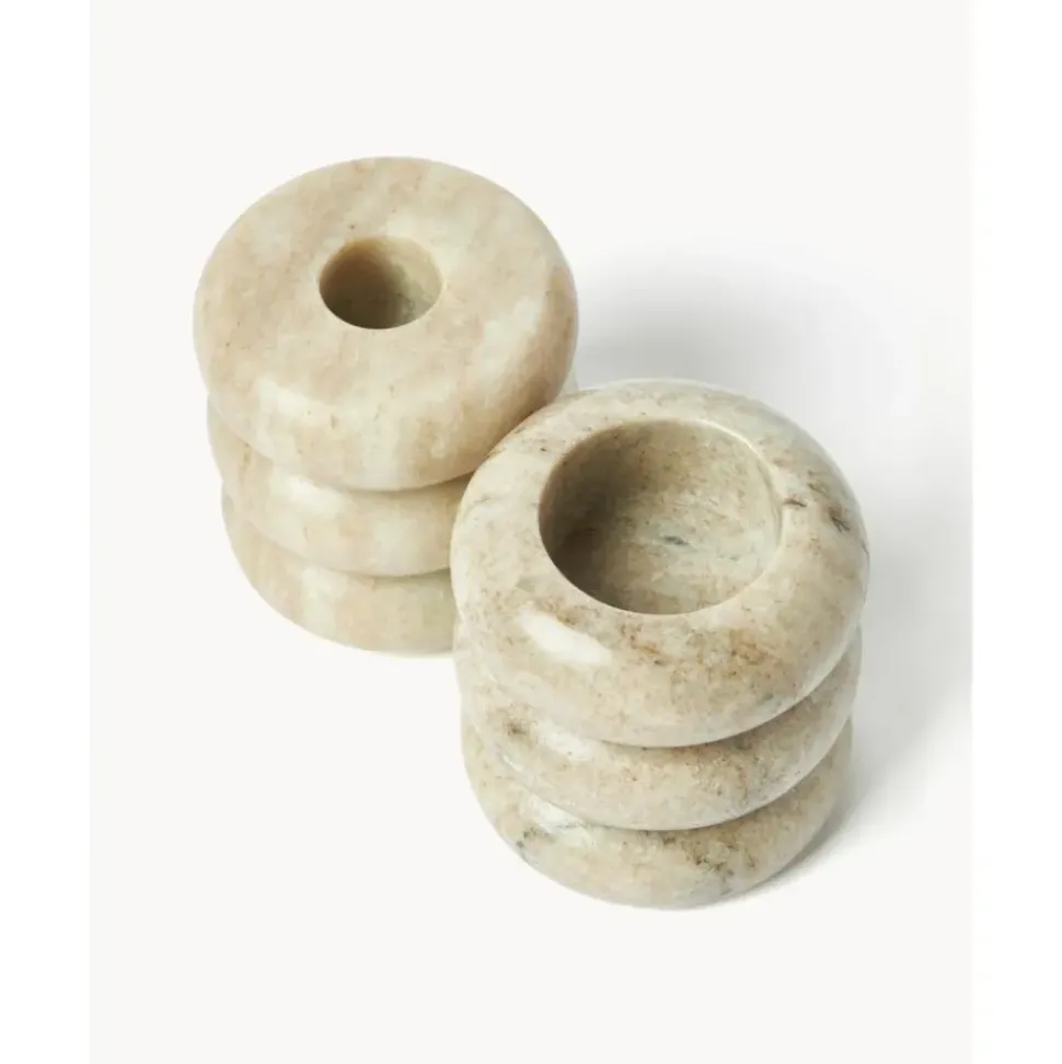 Set De Portavelas Y Candelabros 2En1 De Marmol Orta, 2 Uds.