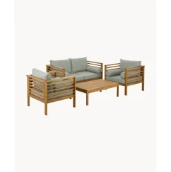 Set Lounge Para Exterior De Madera De Acacia Bo, 4 Pzas.