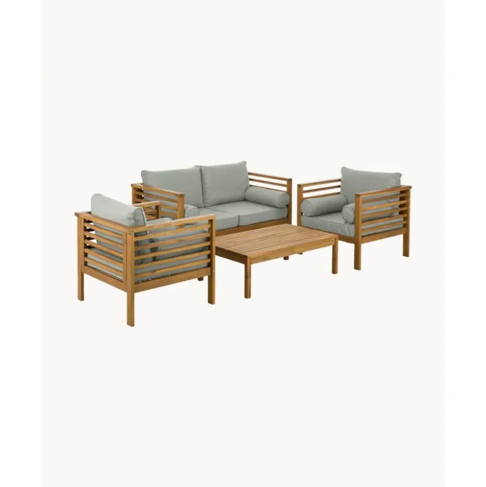 Set Lounge Para Exterior De Madera De Acacia Bo, 4 Pzas.