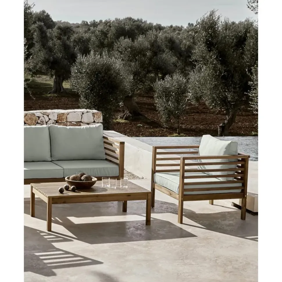 Set Lounge Para Exterior De Madera De Acacia Bo, 4 Pzas.