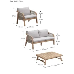Set Lounge Para Exterior De Madera De Acacia Lu, 4 Pzas.