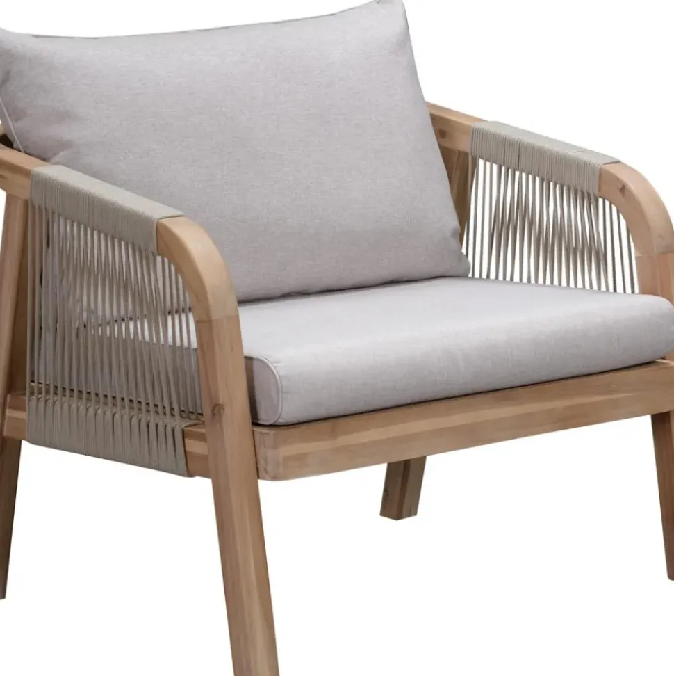 Set Lounge Para Exterior De Madera De Acacia Lu, 4 Pzas.