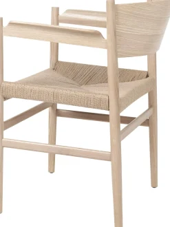 Silla Con Reposabrazos Artesnal Con Asiento De Mimbre Nestor