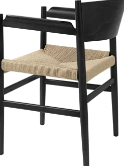 Silla Con Reposabrazos Artesnal Con Asiento De Mimbre Nestor