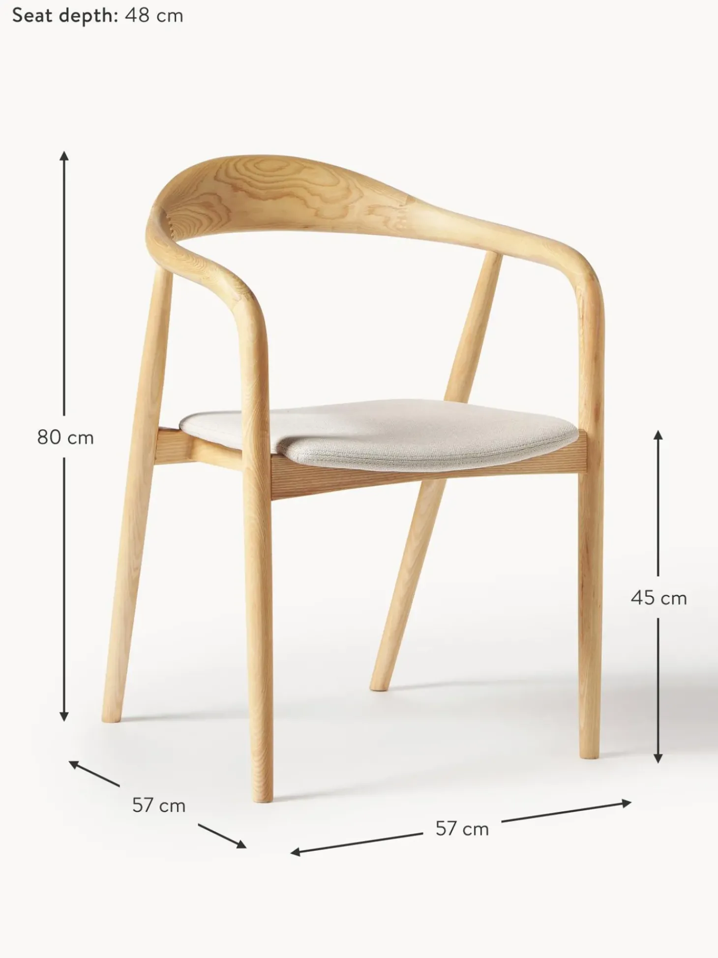 Silla Con Reposabrazos De Madera Con Asiento Tapizado Angelina