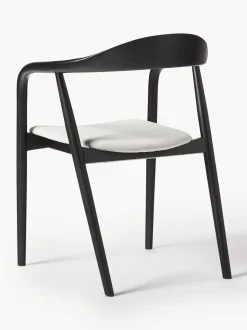 Silla Con Reposabrazos De Madera Con Asiento Tapizado Angelina