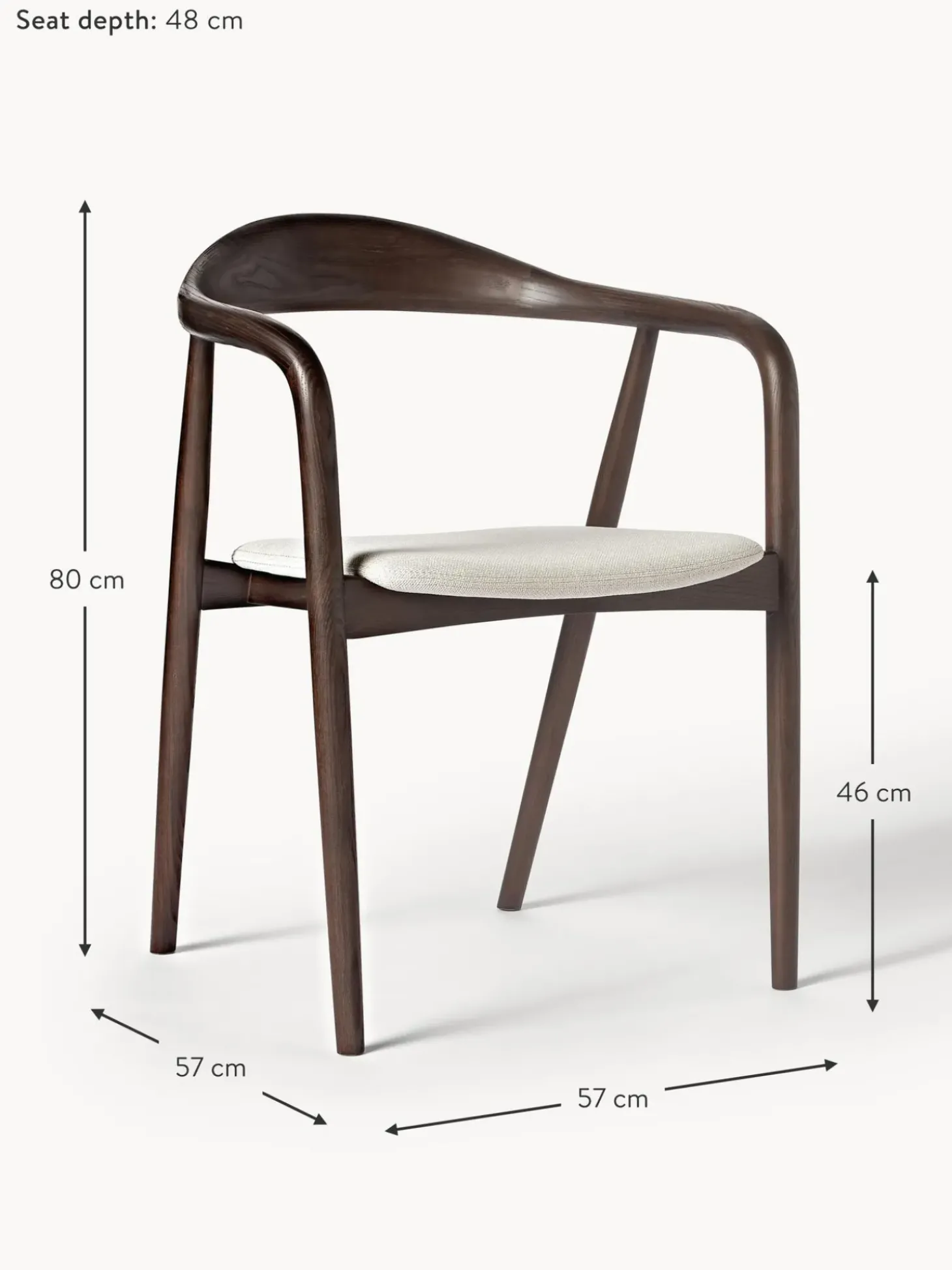 Silla Con Reposabrazos De Madera Con Asiento Tapizado Angelina