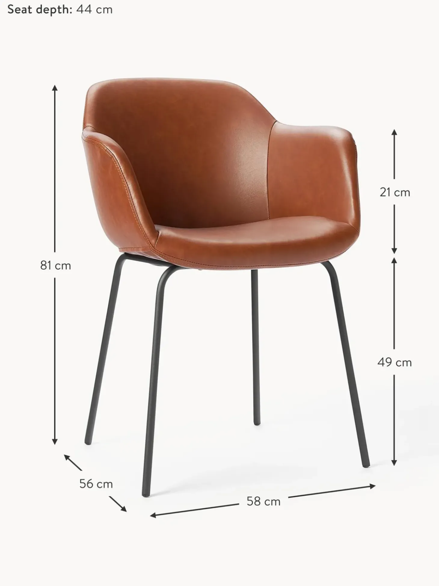 Silla Con Reposabrazos Pequena De Cuero Sintetico Fiji