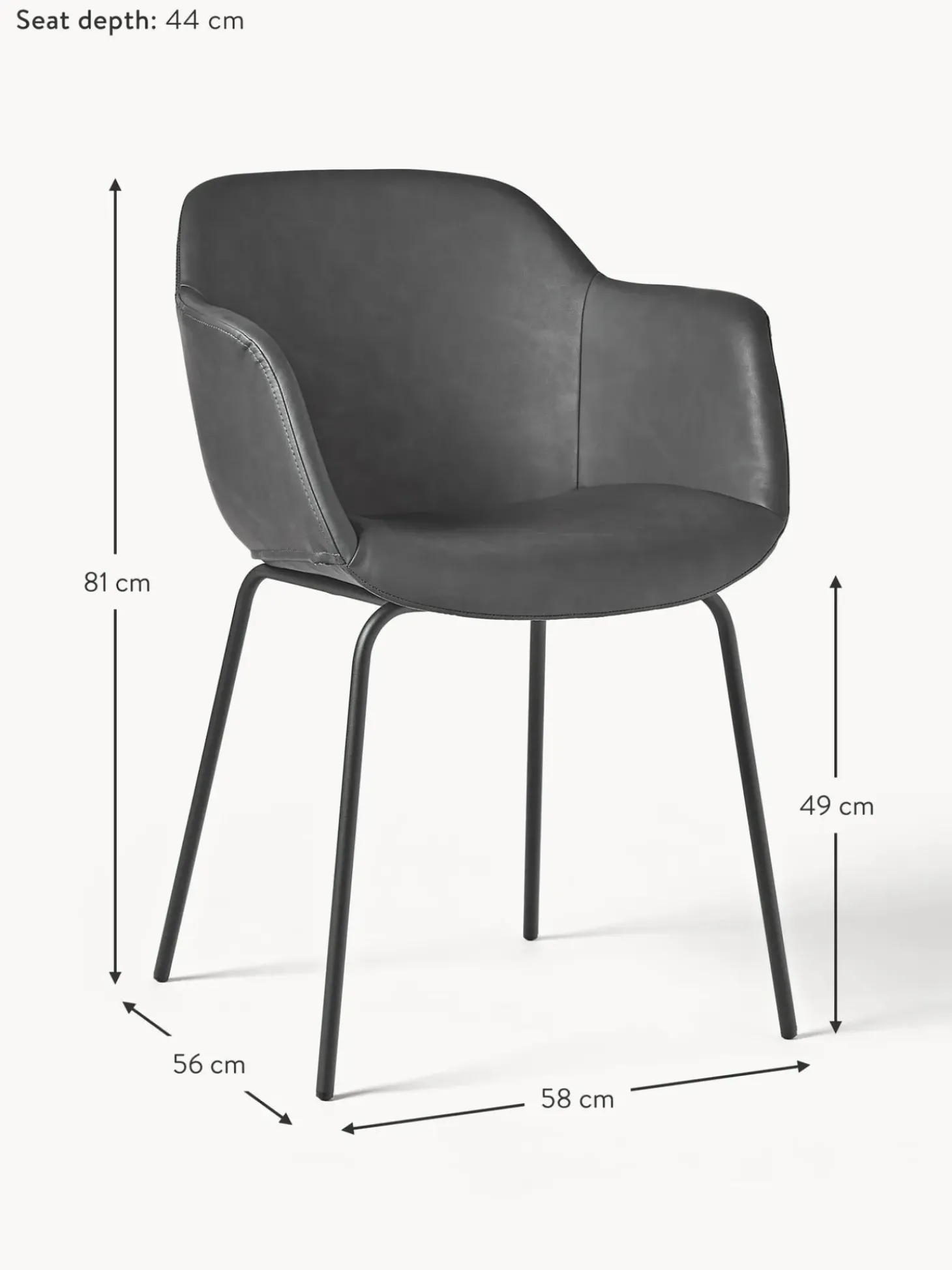 Silla Con Reposabrazos Pequena De Cuero Sintetico Fiji