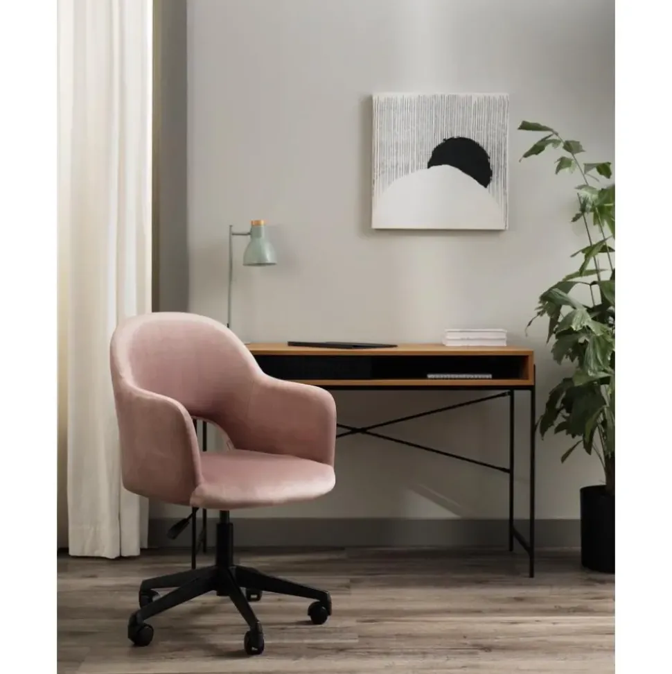 Silla De Oficina Con Reposabrazos De Terciopelo Rachel, Altura Regulable