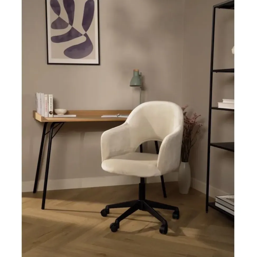 Silla De Oficina Con Reposabrazos De Terciopelo Rachel, Altura Regulable