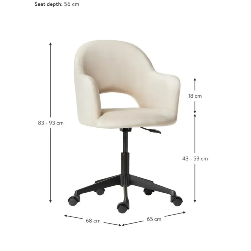 Silla De Oficina Con Reposabrazos De Terciopelo Rachel, Altura Regulable