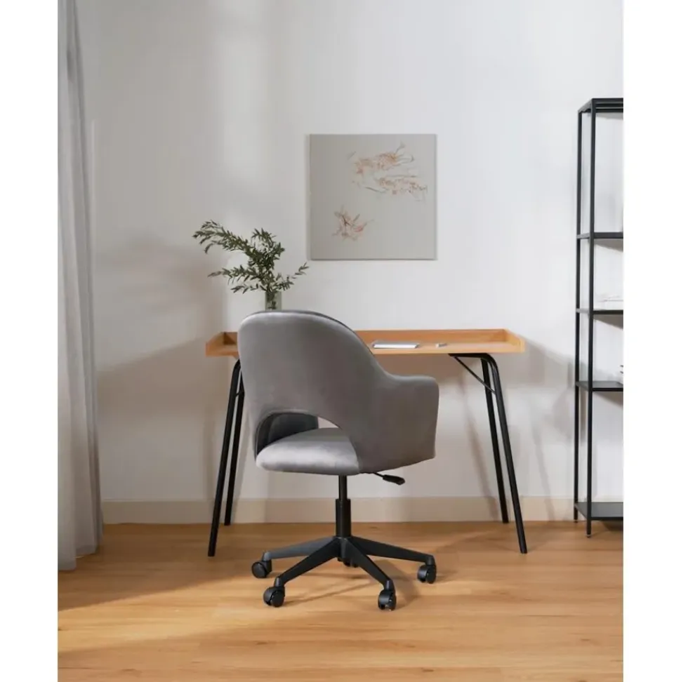 Silla De Oficina Con Reposabrazos De Terciopelo Rachel, Altura Regulable