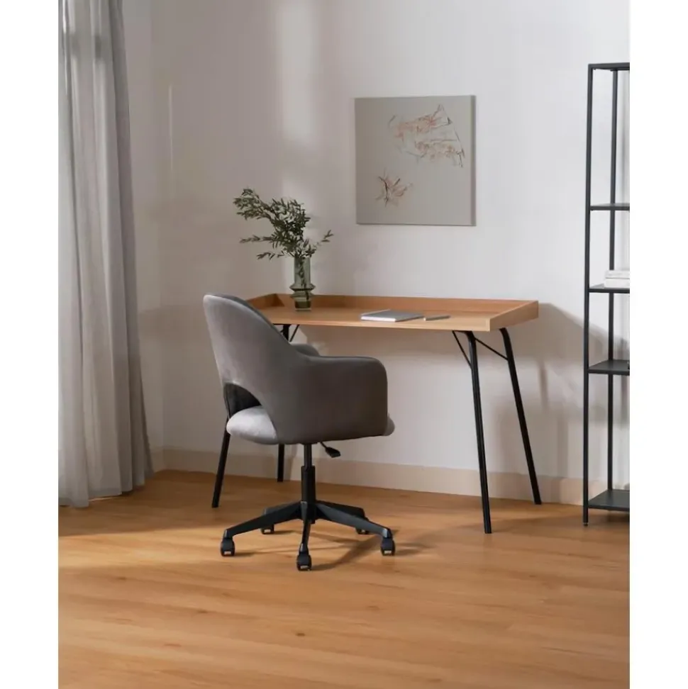 Silla De Oficina Con Reposabrazos De Terciopelo Rachel, Altura Regulable