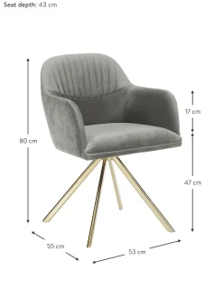 Silla Giratoria Con Reposabrazos De Terciopelo Lola