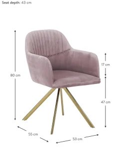 Silla Giratoria Con Reposabrazos De Terciopelo Lola