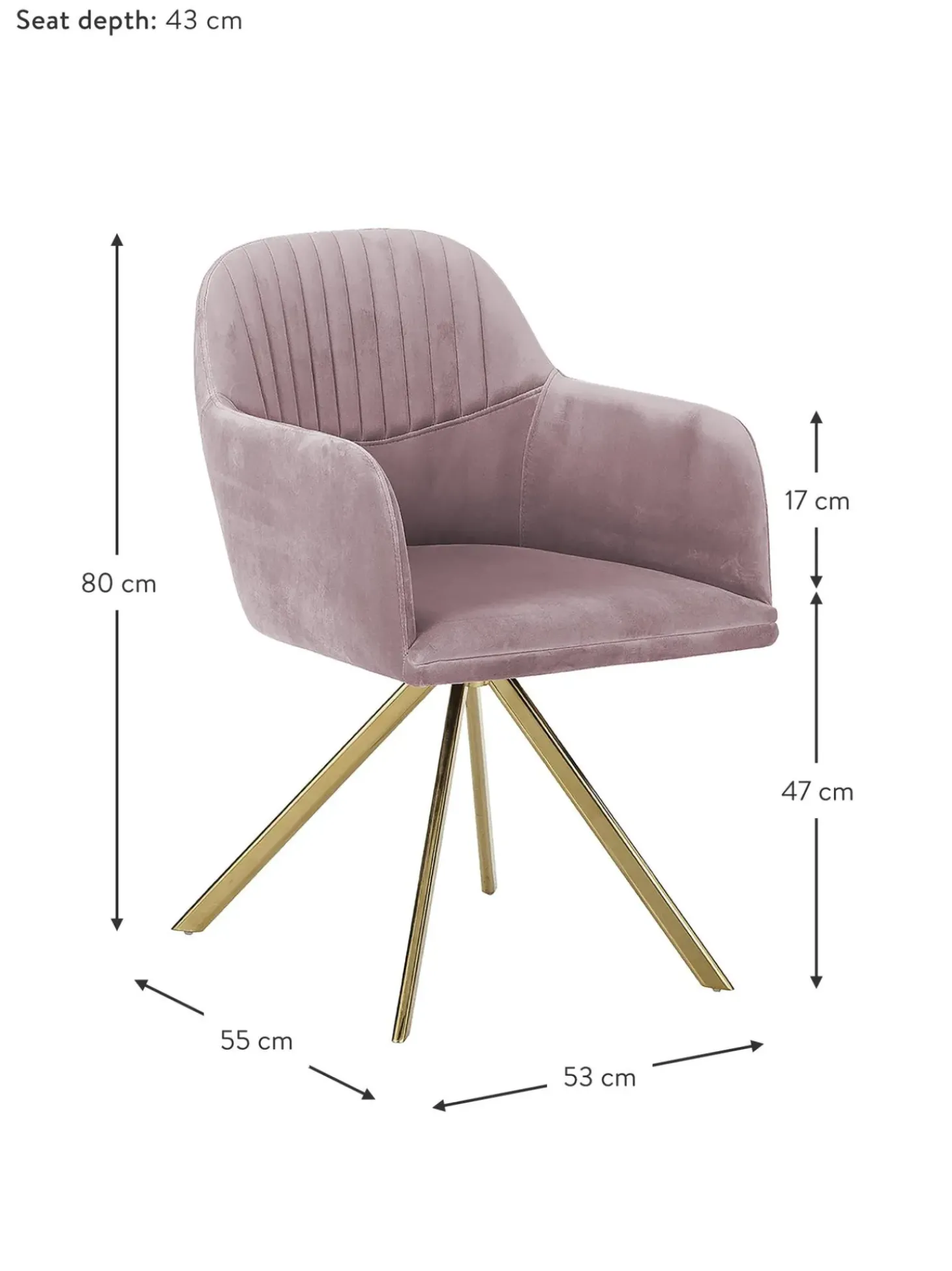 Silla Giratoria Con Reposabrazos De Terciopelo Lola